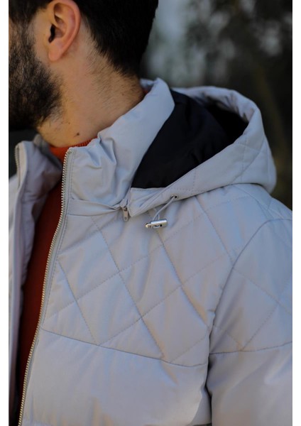 Kışlık Kapüşonlu Modern Erkek Mont - Dayanıklı Polyester Kumaş - KAV9102W fırsatları