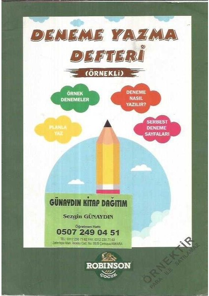 Robinson Yayınları Deneme Yazma Defteri (Örnekli)