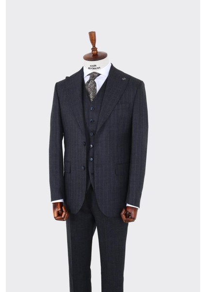 Şık ve Rahat Slim Fit Yelekli Erkek Takım Elbise - Modern Kesim Dört Mevsim - KAV1071W fiyatları