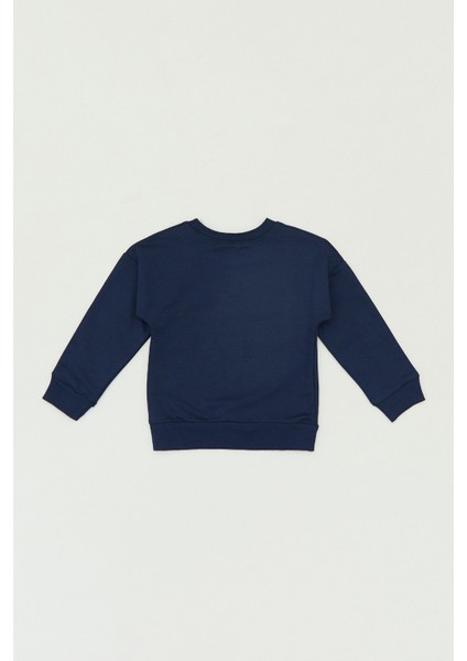 Papatya Baskılı Bisiklet Yaka Kız Çocuk Sweatshirt
