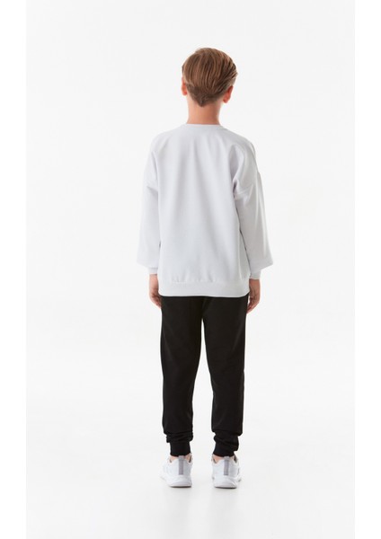 Yazı Baskılı Bisiklet Yaka Erkek Çocuk Sweatshirt