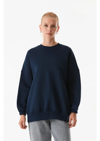 Basic Bisiklet Yaka Sweatshirt