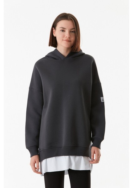 Basic Kapüşonlu Oversize Sweatshirt