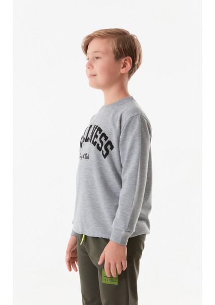 Wellnes Yazı Baskılı Erkek Çocuk Sweatshirt
