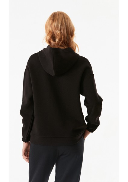 Basic Oversize Yarım Fermuarlı Kapüşonlu Sweatshirt