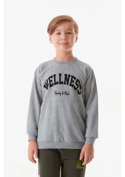 Wellnes Yazı Baskılı Erkek Çocuk Sweatshirt