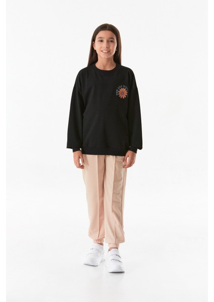 Önü ve Arkası Baskılı Kız Çocuk Sweatshirt