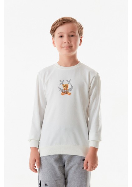 Önü ve Arkası Baskılı Erkek Çocuk Sweatshirt