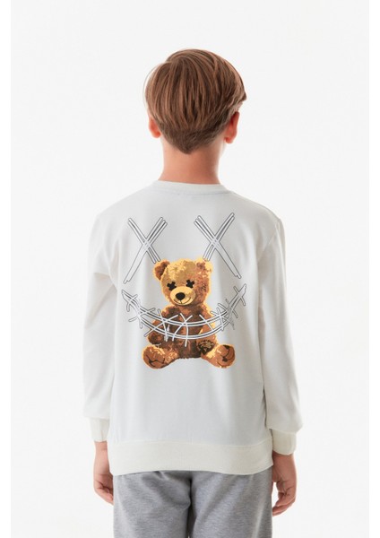 Önü ve Arkası Baskılı Erkek Çocuk Sweatshirt