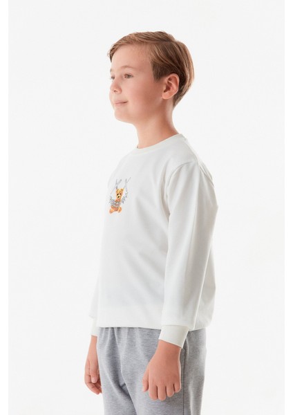 Önü ve Arkası Baskılı Erkek Çocuk Sweatshirt
