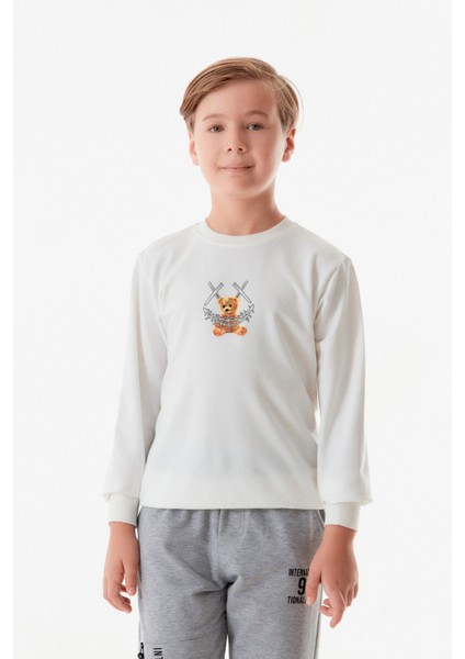 Önü ve Arkası Baskılı Erkek Çocuk Sweatshirt