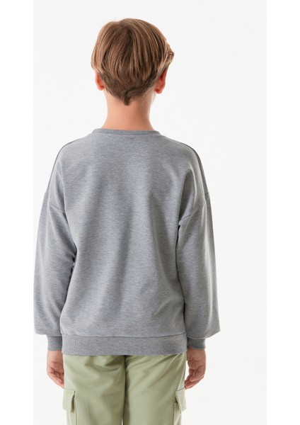 Baskılı Bisiklet Yaka Erkek Çocuk Sweatshirt