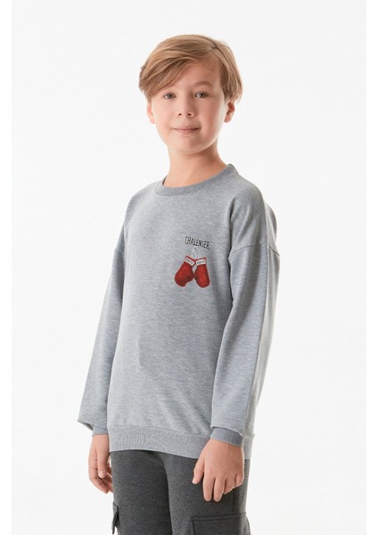 Önü ve Arkası Baskılı Erkek Çocuk Sweatshirt indirimleri