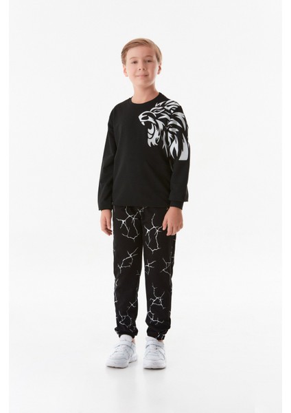 Aslan Baskılı Erkek Çocuk Sweatshirt
