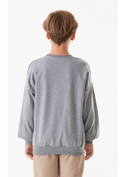 Yazı Baskılı Bisiklet Yaka Erkek Çocuk Sweatshirt indirimleri