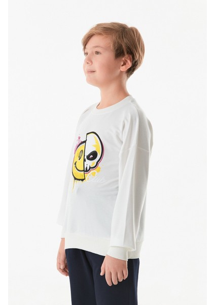 Baskılı Bisiklet Yaka Erkek Çocuk Sweatshirt