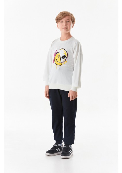 Baskılı Bisiklet Yaka Erkek Çocuk Sweatshirt