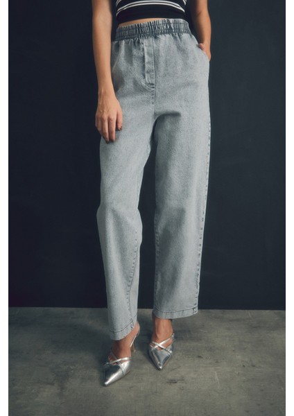 Beli Lastikli Cepli Wide Leg Jean
