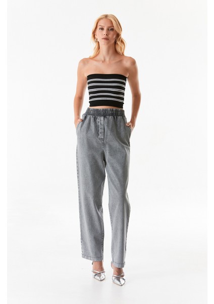 Beli Lastikli Cepli Wide Leg Jean