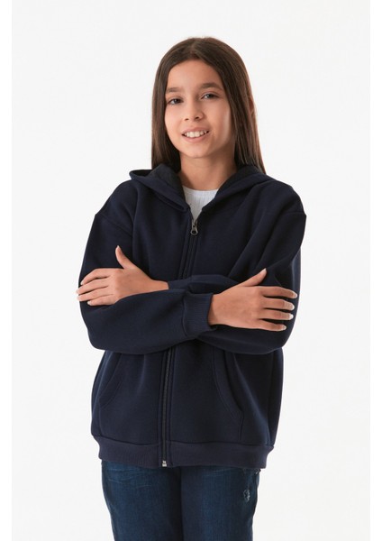 Fermuarlı Kapüşonlu Unisex Çocuk Sweatshirt