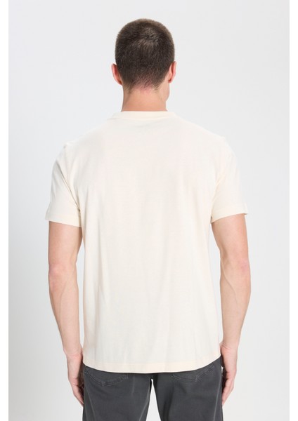 Regular Fit Normal Kesim Bisiklet Yaka %100 Pamuk Haki Tişört indirimleri