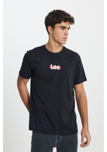 Lee Regular Fit Normal Kesim Bisiklet Yaka %100 Pamuk Siyah Tişört