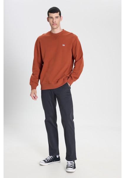 Regular Fit Normal Kesim %100 Pamuk Bisiklet Yaka İçi Polarlı Bordo Sweatshirt modelleri