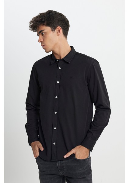 Regular Fit Normal Kesim %100 Pamuk Mavi Uzun Kollu Gömlek