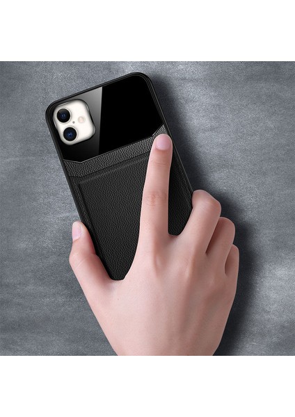 iPhone 16 Plus Uyumlu Kılıf Lens Deri Kılıf Siyah modelleri