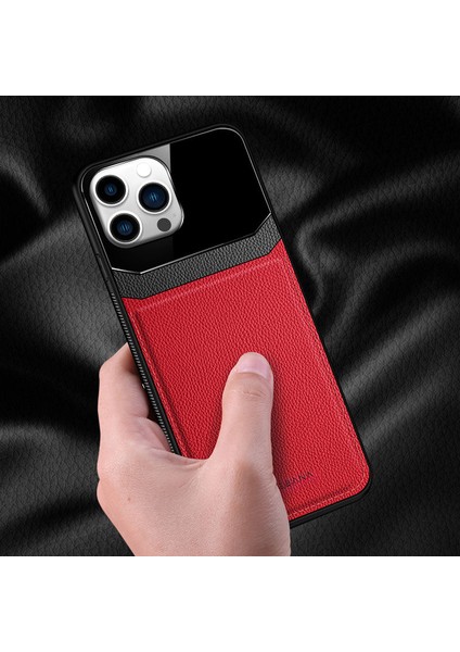 iPhone 16 Pro Max Uyumlu Kılıf Lens Deri Kılıf Kırmızı fiyatları