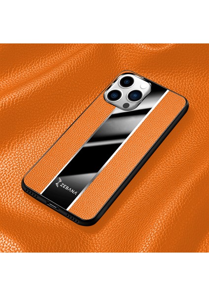 iPhone 16 Pro Max Uyumlu Kılıf Premium Deri Kılıf Turuncu modelleri