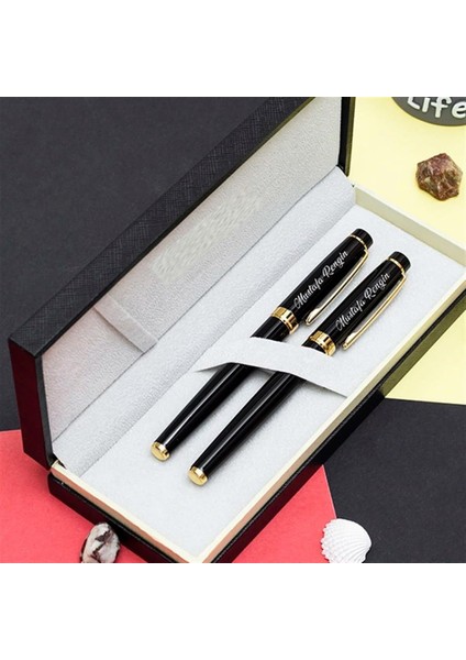 Kişiye Özel Besmele Tasarım Kutulu 2'li Roller ve Dolma Kalem Seti fiyatları