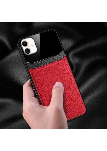 iPhone 16 Plus Uyumlu Kılıf Lens Deri Kılıf Kırmızı fiyatları