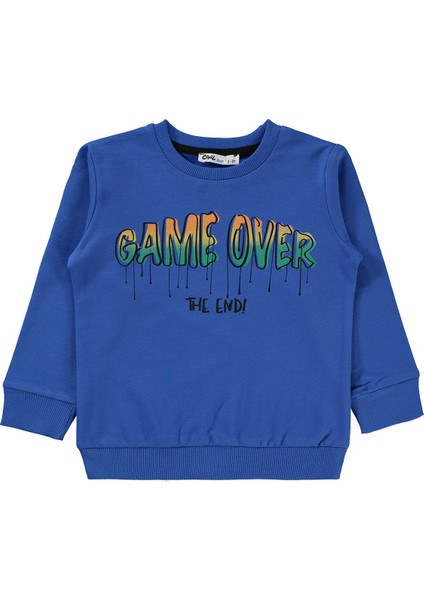 Erkek Çocuk Sweatshirt 2-5 Yaş Saks Mavisi