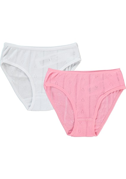 Kız Çocuk 2'li Külot Set 2-10 Yaş Pembe-Beyaz