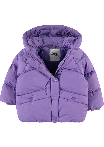 Kız Çocuk Kapüşonlu Mont 2-5 Yaş Mor modelleri