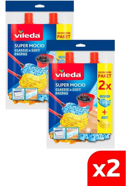 2 Paket Süper Paspas Ahşap Yedek Renk: Sarı, Mavi