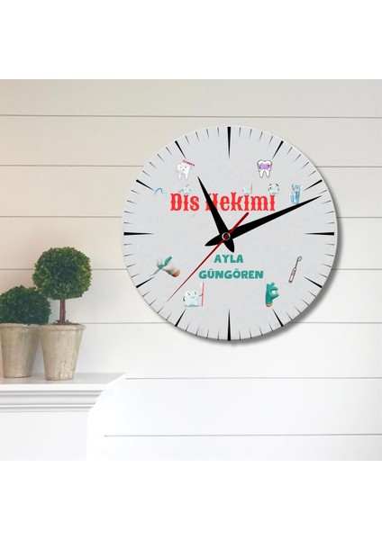 Diş Hekimine Hediye Duvar Saati Cam Duvar Saati MM2932-16