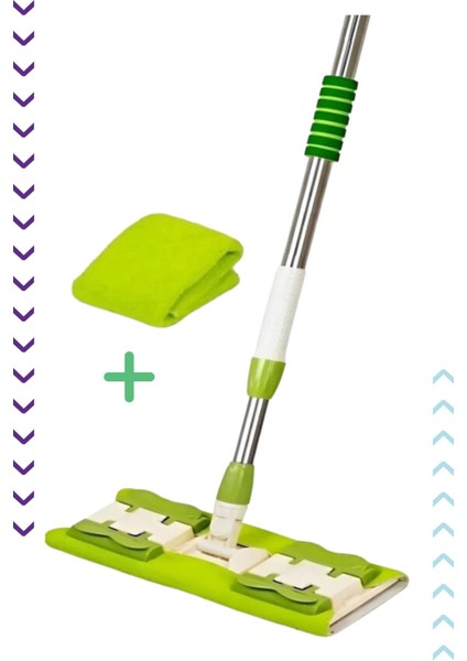 Mandallı Kıskaçlı Mikrofiber Mop Set Yer Mop,fayans Duvar Yüzey Temizlik Mop Set (1 Adet Yedek Bez
