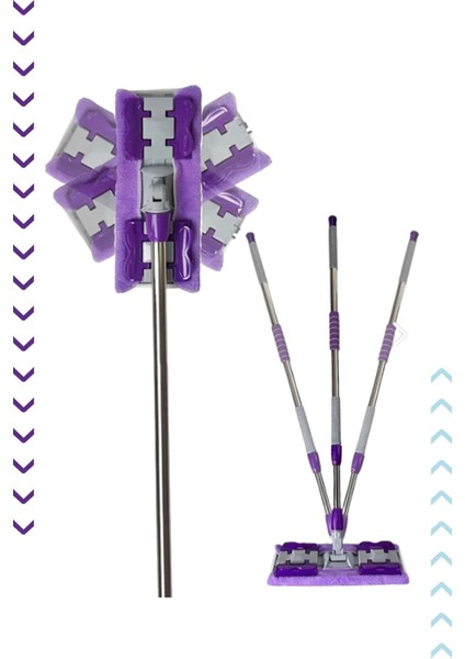 Mandallı Kıskaçlı Mikrofiber Mop Set Yer Mop,fayans Duvar Yüzey Temizlik Mop Set (1 Adet Yedek Bez