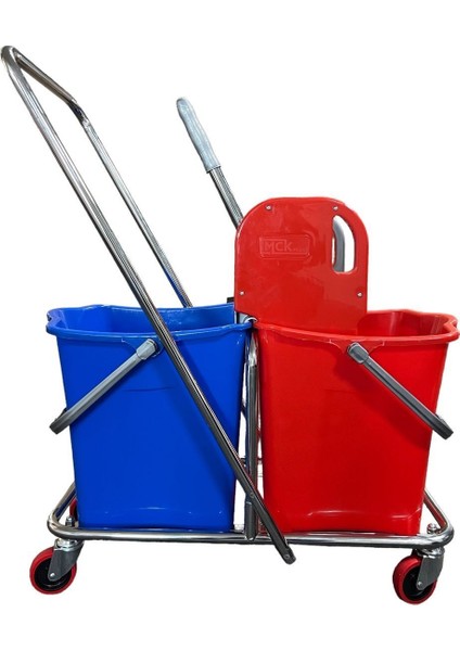 Çift Kovalı Krom Temizlik Arabası Set, Kırmızı ve Mavi renk seçenekleriyle indirimleri