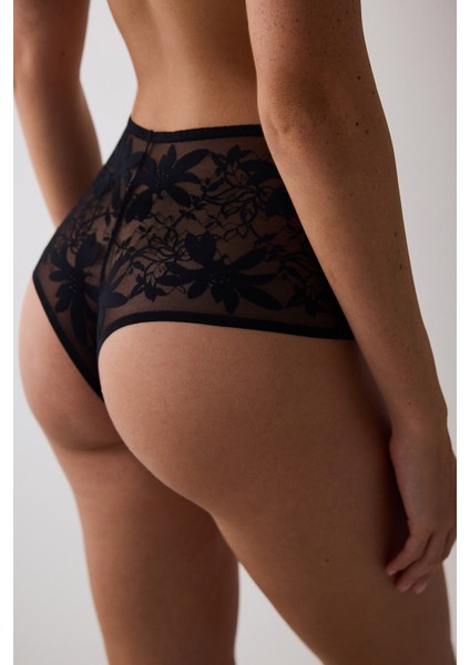 Adore Yüksek Bel Siyah Slip Külot