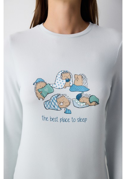 Sleepy Açık Gri Termal Tişört Pijama Üstü