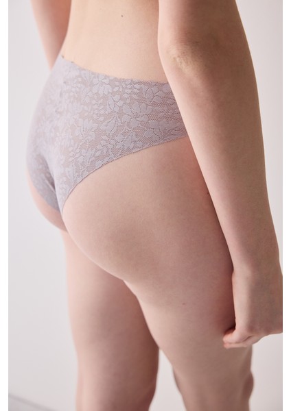 Invisible Lazer Kesim Lacy Dantel Gri Slip Külot fiyatları