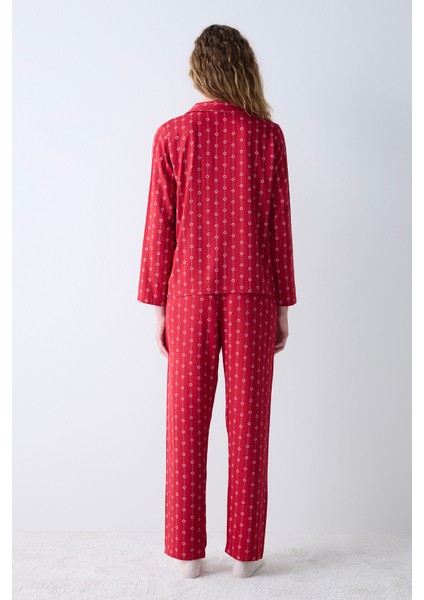 Bloom Kırmızı Gömlek Pantolon Pijama Takımı indirimleri