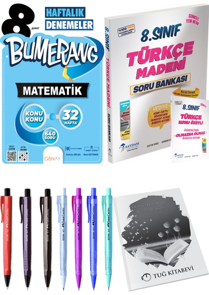 8. Sınıf Lgs Bumerang 32 Haftalık Matematik Denemeleri - 8. Sınıf Lgs Türkçe Madeni Soru Bankası + Olmazsa Olmaz Başucu Kitabı