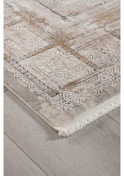 Couture 00929a Krem Bej Çerçeveli Ipek Halı