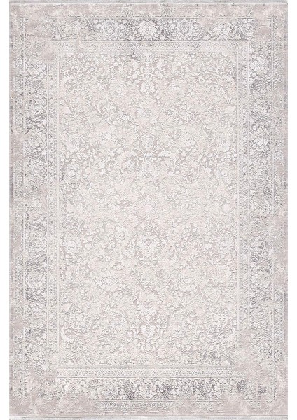 Palace 08024a Krem Gri Klasik Retro Ipek Halı