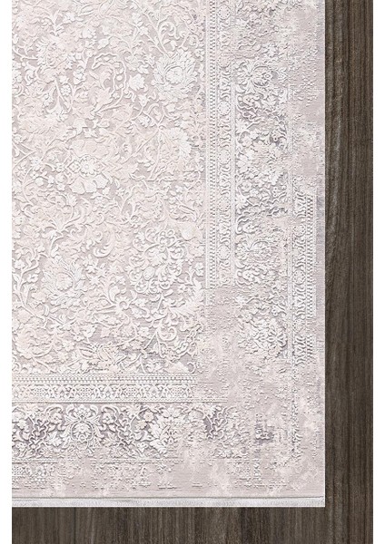 Palace 08024a Krem Gri Klasik Retro Ipek Halı