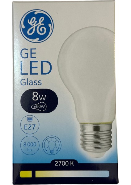 8W 2700K (Sarı Işık) E27 Duylu LED Cam Ampul (2 Adet)